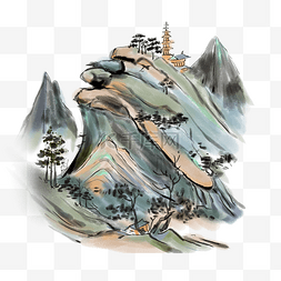 水墨国画山图片_古典水墨山水国画景色