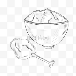 鸡腿米饭美食描线