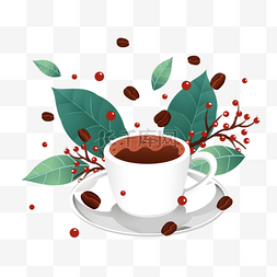 咖啡豆磨粉图片_手绘彩色国际咖啡日