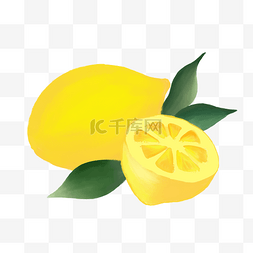 冰块饮料图片_手绘水彩柠檬