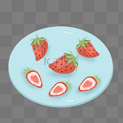 水果小盘子图片_盘子里的红色草莓