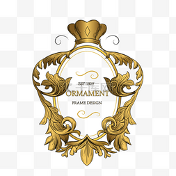 金色古典欧式贵族皇冠金属椭圆形