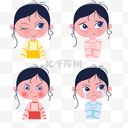 女孩情绪喜怒哀乐