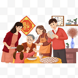 饺子图片_一家人包饺子