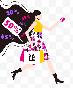女子购物促销打折减价商场