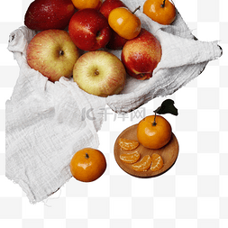 新鲜的苹果和桔子免抠图