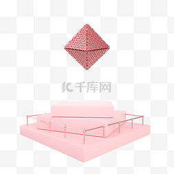 马卡龙色系装饰图片_C4D立体马卡龙粉色系电商展台装饰