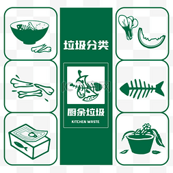 商品分类6图片_矢量厨余垃圾分类图标