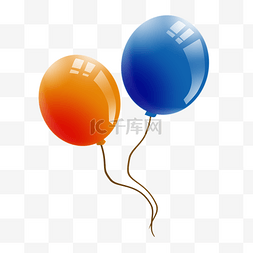 氢气球空飘图片_节日装饰氢气球橙色蓝色