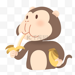 可爱猴子吃香蕉