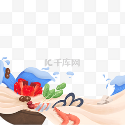 海鲜锅图片_国潮美食边框图