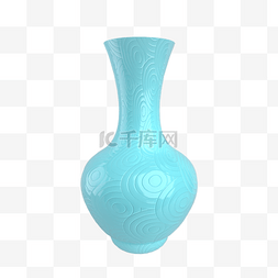 青色立体花瓶装饰
