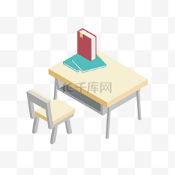 25d立体插画图片_2.5d立体教室学生书桌