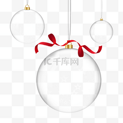 红色装饰吊球图片_圣诞节球红色丝带