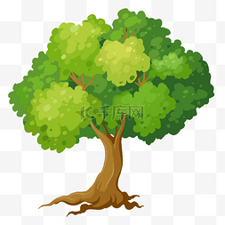 树图片_卡通绿色大树插图