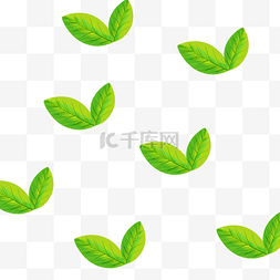 小清新茶叶图片_绿色植物叶子手绘茶叶透明底免抠