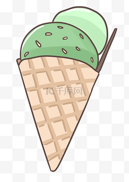冰淇淋手绘图片_抹茶味的冰淇淋