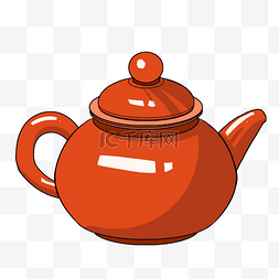 红色精美茶壶插画