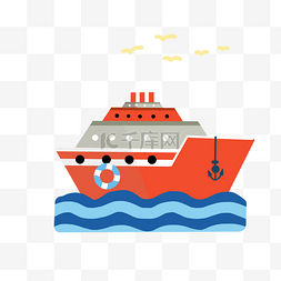 海上图片_大海上的红色游轮