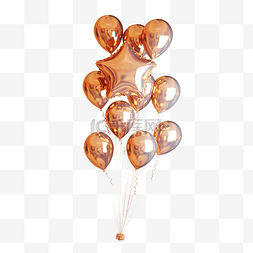 电商元素金色图片_C4D电商海报装饰气球生日气氛金色