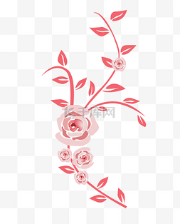 美丽的花朵图案图片_红色花瓣花藤插图