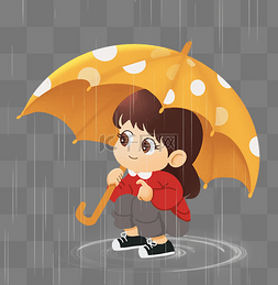 下雨打伞小女孩撑伞