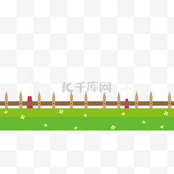 小草地面图片_绿色的小草栅栏地面插画