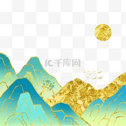 鎏金金箔国潮山水