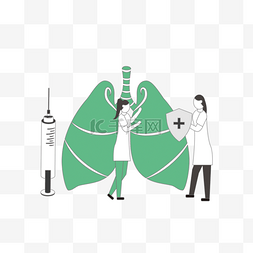 手绘绿肺治疗医学插图