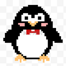 qq红企鹅图片_黑白像素风可爱南极企鹅