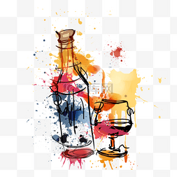创意饮料图片_卡通创意手绘葡萄酒