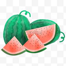 水果水果堆图片_手绘卡通一堆西瓜免扣元素