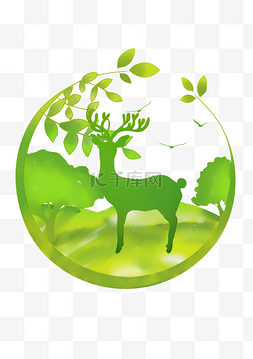 线稿动植物图片_保护动物绿色环保