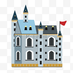 旗帜立体插画图片_立体城堡装饰插画