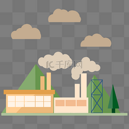 绿色工厂图片_森林污染工厂排放