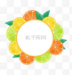 橙子切片图片_夏季水果边框6