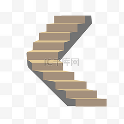 卡通楼梯图片_棕色旋转的楼梯插画