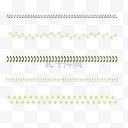手绘绿色树叶背景图片_绿色树叶卡通植物分割线设计素材