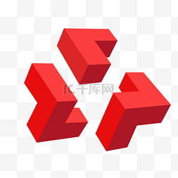 红色立体不规则几何图形