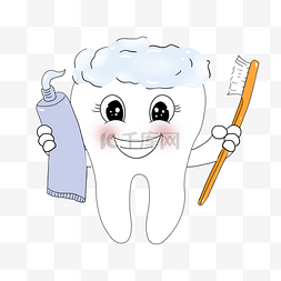 医疗健康卡通素材图片_卡通洗牙刷牙爱护牙齿