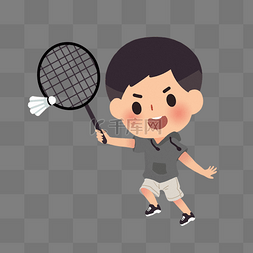 正在打羽毛球的男孩子