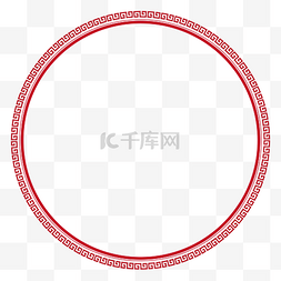 古典框矢量圆图片_中国风深红色回纹圆框