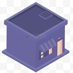 紫色立体创意建筑房屋元素
