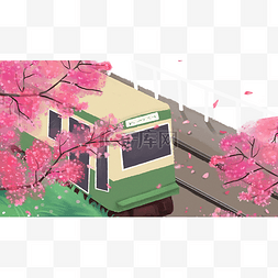 樱花节春天列车樱花