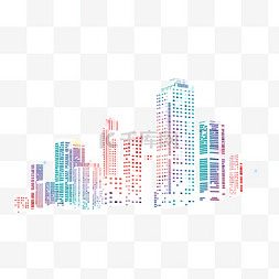 城市建筑图片_彩色格子高楼光