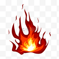 手绘燃烧的火焰红色卡通火花红色