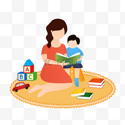 母子看书图片_育儿教育看书学习亲子