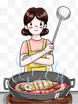 水煮鱼图片_家庭主妇炒菜做饭