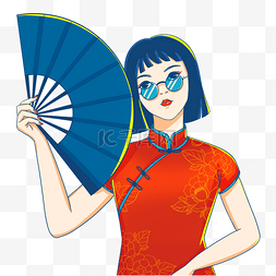 穿旗袍的人图片_国潮美女