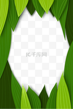 绿叶剪纸图片_粽子叶边框
